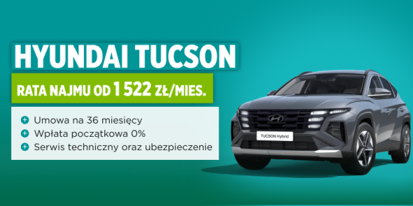 Hyundai Tucson Hybrid z ubezpieczeniem i serwisem technicznym od 1 522 zł/mies.