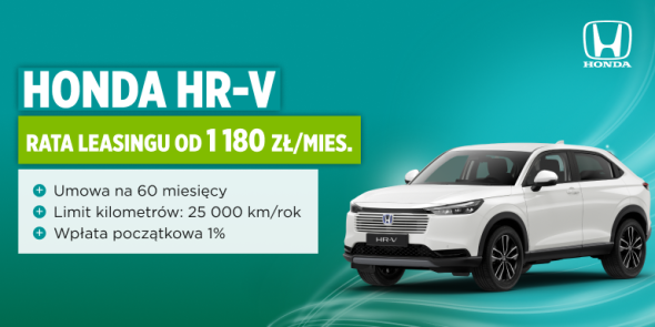 Honda HR-V Elegance w leasingu z wpłatą początkową 1% już od 1 180 zł/mies.