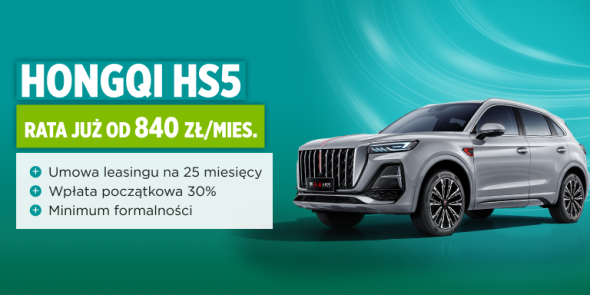 Nowoczesny i luksusowy Hongqi HS5 w leasingu już od 840 zł/mies.
