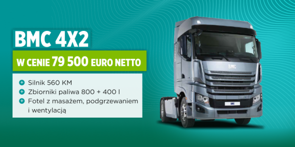Wyjątkowa oferta na ciągnik siodłowy BMC za jedynie 79 500 € netto