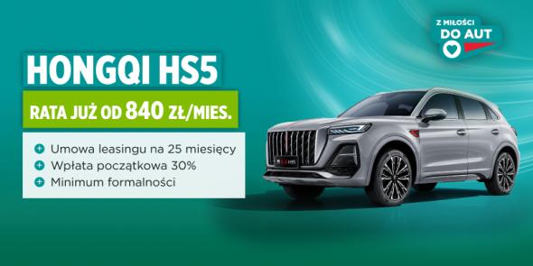 Nowoczesny i luksusowy Hongqi HS5 w leasingu już od 840 zł/mies.