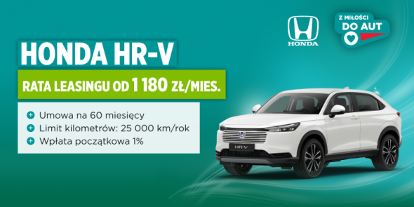 Honda HR-V Elegance w leasingu z wpłatą początkową 1% już od 1 180 zł/mies.